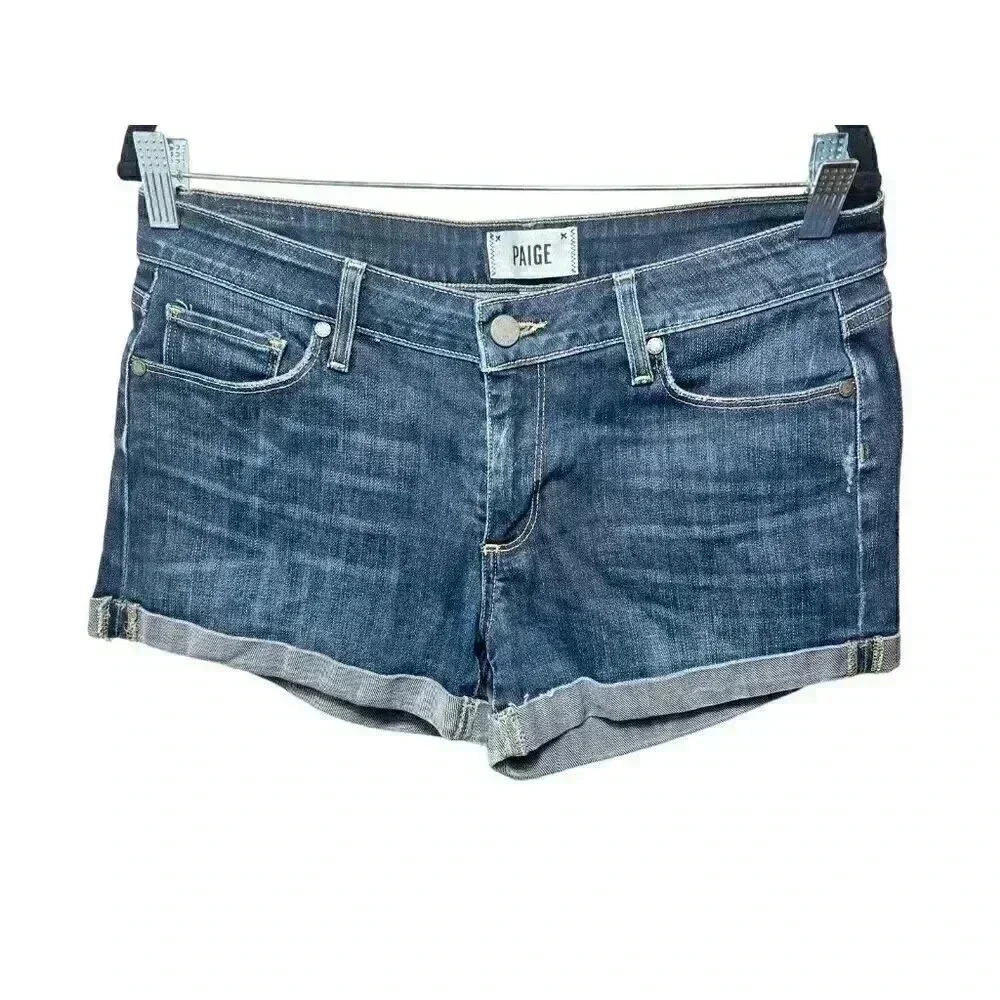 Paige Shorts Womens 28 Blue Medium Jenner Wash Jimmy Jimmy Denim Zip Fly
